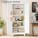 Metal Pantry Cabinet with 2 Doors and Adjustable Shelves - 71" Kitchen Storage Cabinet with Gold Handles - Versatile Storage for Kitchen, Bathroom, Dining Room, Utility Room - White by CozyNest Decor