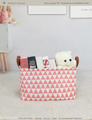 Rectangular Fabric Storage Box, Decorative Basket and Finishing Basket with Handle are Used for The Storage of Clothes, Books and Sundries(Pink Triangle) 1 by TinyTreasures Baby Boutique