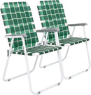 VINGLI Patio Lawn Webbed Folding Chairs Set of 4, Outdoor Beach Chair Portable Dining Chair for Outdoor Yard, Garden (Dark Green, Classic) by GreenHaven Gardens