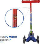PJ Mask Self Balancing Kick Scooter with Light Up Wheels, Extra Wide Deck, 3 Wheel Platform, Foot Activated Brake, 75 lbs Limit, Kids & Toddlers Girls or Boys, for Ages 3 and Up by TinyTreasures Baby Boutique