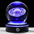 YWHL 3D Crystal Ball with LED Light Base, 3D Laser Engraved Glass Sphere Galaxy Crystal Ball for Home Decorations, Planet Saturn Lamp Gifts for Mother's Day Birthday Christmas (80mm) by GreenHaven Gardens
