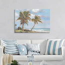 cozy country Palm Tree Wall Art 36"x24" - Coastal Pictures Beach Canvas Ocean Decor - Nautical Artwork Seascape Hand Painting for Bedroom, Sea House by CozyNest Decor