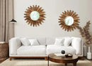 LOSOUR 2 Pack 22 Inch Boho Wall Sunburst Mirror Rustic Round Wood Decorative Mirror Boho Wall Art Decor for Entryway Bedroom Living Room by CozyNest Decor