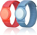 Kids Wristband Compatible with Apple AirTag, Protective Case for Air Tag GPS Tracker Holder with Nylon Bracelet, Adjustable Anti Lost Watch Band for Toddler Child Elder(Red & Blue) by TinyTreasures Baby Boutique