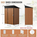 5x3 Ft Storage Shed, Outdoor Metal Shed with Lock, Small Lean to Shed, Compact Vertical Outside Bike Tiny House for Garden, Backyard, Patio, Tool by GreenHaven Gardens
