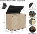HOMSPARK Storage Shed Weather Resistance, Multi-Purpose Outdoor Storage Cabinet for Backyards and Patios, Horizontal Storage Shed for Lawnmower, Patio Accessories (Coffee, X Large - 48 cu.ft) by GreenHaven Gardens