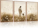 KAIRNE Jesus Framed Canvas Wall Art,Lost Sheep Wall Decor Set of 3(16”X24”),Holy Christian Art Print,Religious Scripture Pictures,Bible Renaissance Wall Painting for Living Room,Bedroom,Church Decor by CozyNest Decor