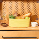 Small Storage Baskets for Organizing | Closet Organizer Bins | Shelf Toy Basket | Woven Rope Baskets | Cube Decorative Box | Shallow Basket | 13x8.5x5.1” | 4 Packs Yellow by TinyTreasures Baby Boutique