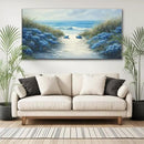 LASMOND Romantic Beach Wall Art for Living Room Blue Sea Turtle Lovers Canvas Painting Prints Ocean Sandy Romance Flowers Large Bedroom Office Decor Artwork (58x28 Inches) by CozyNest Decor