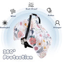 Car Seat Cover Baby, Infant Car Seat Canopy Covers for Newborn Girls Boys, Soft Breathable Minky Carseat Covers Stretchy Multi-Use Nursing Cover for Stroller Baby Car Seat, Daisy Flroal by TinyTreasures Baby Boutique