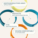 Cliganic Mosquito Repellent Microfiber Bracelets (10 Count) - for Adults and Kids, DEET Free Wristbands by TinyTreasures Baby Boutique