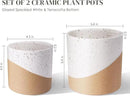 Ceramic Pots for Indoor Plants, 2 Set Flower Pots 5.4/4.3 Inch with Drainage, Double Color Glazed Speckled White & Terracotta Bottom Ceramic Planter Idea for Plant Lovers by GreenHaven Gardens