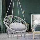 Y- STOP Hammock Chair Macrame Swing, Max 330 Lbs, Hanging Cotton Rope Hammock Swing Chair for Indoor and Outdoor Use, Light Grey by GreenHaven Gardens