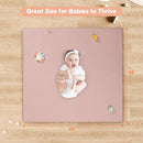 Padded Baby Play Mat, Super Soft Vegan Leather Floor Mat for Baby Girls and Boys, 48x48 Non-Slip Thick Foam Cushioned Play Mat for Babies 6-12 Months, Fits Nicely Into 50x50 Playpen Mat, Pink by TinyTreasures Baby Boutique