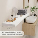 48 Inch Floating Shelves White, Rustic Wood Floating Shelf Wall Mounted, 9 Inch Deep Floating Shelf for Kitchen, Bedroom, 48 x 9 Wall Shelves for Home Storage, Set of 1 by CozyNest Decor