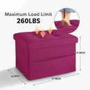 LINMAGCO Storage Ottoman Folding Foot Stool Foot Rest with Side Pocket Modern Ottoman with Storage Short Sofa Stool Linen Cloth 17x13x13(ROSEO) by CozyNest Decor