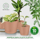 Planter Pots with Drainage Holes - Lightweight, Durable, and Space-Saving Pots for Indoor and Outdoor - Versatile Functionality, Simple Modern Design, Set of 10 Plastic Planter Pots - Pink by GreenHaven Gardens