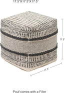 REDEARTH · Tufted Pouf Ottoman with Filler Textured Storage Cube Bean Bag Pouffe Footrest for Living Room, Bedroom, Nursery, Kidsroom; 100% Cotton (17.5"X17.5"X17.5", Chevron Gage) by CozyNest Decor