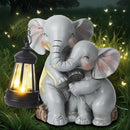 Solar Garden Decor - Mother Baby Elephant Statue with Solar Lantern 7" Resin Elephant Figurines Outdoor Yard Porch Lawn Patio Decor Housewarming Birthday Gift for Mom Grandma Women by GreenHaven Gardens