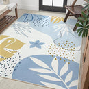 Lahome Boho Machine Washable 6x9 Area Rug for Living Room - Non-Slip Ultra-Thin Soft Bedroom Carpet, Botanical Print Indoor Rugs for Dining Room Classroom Nursery Office, Blue by TinyTreasures Baby Boutique