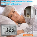 Wall Clock Atomic with Indoor Outdoor Temperature Battery Powered, Easy Reading with 10.5 Inch Large LCD Display, 330FT Range Table Wall Clock With DST, 12/24 Hour for Living Room Kitchen (Silver) by CozyNest Decor