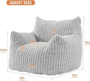 Giant Bean Bag Chairs for Adults with Filling Plush Fluffy Bean Bag Chairs for Teens with Armrests Comfy BeanBag Lazy Couch Sofa Chair for Bedroom Living Room Reading by CozyNest Decor