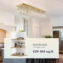 Rectangle Chandelier 8-Light Crystal Chandeliers, Modern Dining Room Light Fixture Luxury Gold Rectangular Flush Mount Chandelier Ceiling Light for Dining Room Living Room Kitchen Island Bar L40 Inch by CozyNest Decor
