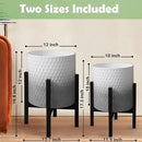 10 & 12 Inches Planters with Metal Sand for Indoor Plants Set of 2,Decorative Plant Pots with Holder, Outdoor Flower Pots with Legs, Modern Garden Pot with Drainage Holes for Snake Plant, House plants by CozyNest Decor