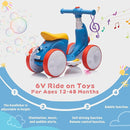 6V Electric Baby Balance Bike with Bubble Machine,4 in 1 Toddler Balance Bike w/Remote for 1 Year Old Boys Girls Kids Bubble Bike Ride on Toys w/Powered Motor,Music,LED Lights (Blue&Red) by TinyTreasures Baby Boutique