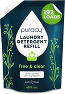 Puracy Laundry Detergent Refill - Enzyme-Powered Liquid Detergent Concentrate, Natural Laundry Detergent Seen on TikTok, Non-Toxic (Free & Clear, 48 fl oz, 192 Loads) by CozyNest Decor