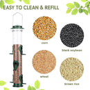 MIXXIDEA 2PK Metal Wild Bird Feeder Bird Feeders for Outdoors Hanging 6 Port Tube Bird Feeder Transparent Finch Feeder with Steel Hanger Green by CozyNest Decor