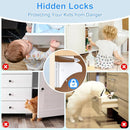 Child Safety Magnetic Cabinet Locks 4 Pack+ Key-AOSITE Baby Proofing Magnetic Drawer Locks for Kitchen with Adhesive No Drilling or Screws Fixed, Baby Safety Cabinet Locks by TinyTreasures Baby Boutique
