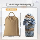 LFH Home Cotton Canvas Large Laundry Bag with Handle, Heavy Duty Drawstring Closure Washable Laundry Bags, School Travel, Home, Hotel, College Dorm, Organizer Sack, Toys Clothes 20x30-Beige by TinyTreasures Baby Boutique