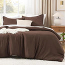 Litanika Brown Comforter Set King Size, 3 Pieces Lightweight Solid Bedding Comforter Set, All Season Fluffy Bed Set (104x90In Comforter & 2 Pillowcases) by CozyNest Decor