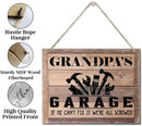 BQL Rustic Wood Sign, Father's Day Gift, Grandpa's Gift, Decor Hanging Wood Sign, 8X10inch, Printed Wood Wall Art Sign, Grandpa's Garage, If He Can't Fix It We're All Screwed by CozyNest Decor
