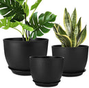 Plant Pots 12/10/9 inch Set of 3, Flower Pots with Multi Mesh Drainage Holes, Large Planters for Indoor Outdoor Garden Plants and Flowers. (Black) by GreenHaven Gardens
