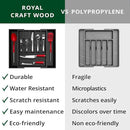 ROYAL CRAFT WOOD Luxury Bamboo Kitchen Drawer Organizer - Silverware Organizer - Utensil Holder and Cutlery Tray with Grooved Drawer Dividers for Flatware and Kitchen Utensils (9 Slot, Black) by CozyNest Decor