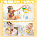 6Pcs Mold-Free Bath Toy Silicone Duck Set for Toddlers 1-3 Years and Babies 6-12 Months, Dishwasher Safe, with Duck Fishing Net and Storage Bag by TinyTreasures Baby Boutique