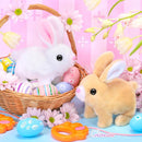 Plush Bunny Easter Toys for Kids,Interactive Bunny with Sounds,Can Walk,Wag Tail and Twitch Nose with Remote Control Leash,Easter Eggs with Pull Back Cars,Easter Birthday Gift for Toddlers by TinyTreasures Baby Boutique