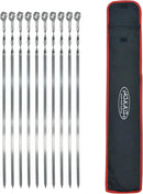 Hakka Stainless Steel Barbecue Skewers, 23" Heavy Duty Metal Skewers Large Wide Grilling Reusable Kabob Sticks with NonSlip Ring Handle,Set of 10 by GreenHaven Gardens