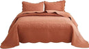 MarCielo 3-Piece 100% Cotton Oversized Bedspread Lightweight Quilt Coverlet Embroidery Farmhouse Bedding Set T0 (Royal Orange, Oversized Queen (100"x106")) by CozyNest Decor