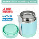 10oz Soup Thermo for Hot Food Kids,Lunch Thermo Kids Food Jar with Spoon Hot Insulated Food Containers,Leak Proof Stainless Steel Wide Mouth Lunch Food Thermo Jar for School(Mint-Green) by TinyTreasures Baby Boutique