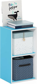 Furinno Luder Bookcase / Book / Storage, 2-Tier Cube, Light Blue/White by TinyTreasures Baby Boutique