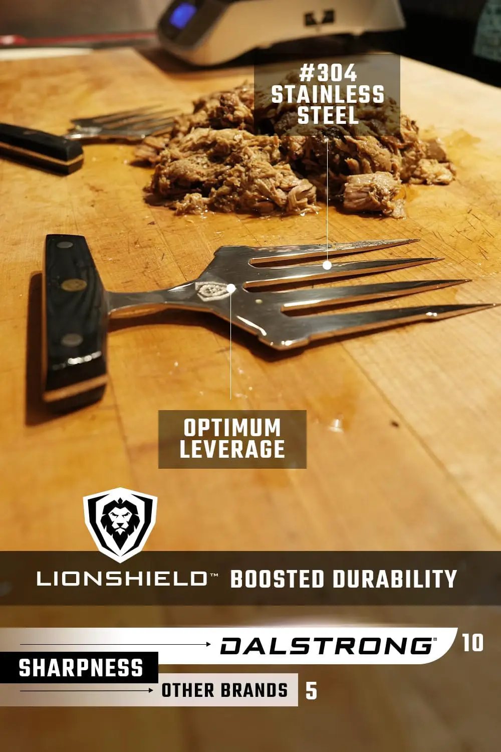 Dalstrong Meat Shredding Claws - Multi-Use Shredding Tool - Lifting, Pulling, Handling Utensils - x2 - Premium HC Stainless Steel G10 Hanlde -BBQ Meats, Brisket & More, photo 5 of 6