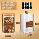 41oz Airtight Glass Square Storage Canister with Bamboo Lid Set of 4 (1200ml) Container Stackable Jar, Kitchen Canister for Pantry Noodles, Flour and Coffee beans (‎with Black Lable) by CozyNest Decor