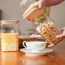 Glass Food Storage Jars 37 oz Set of 6,Glass Storage Containers Clear Glass Food Canister with Bamboo Lid Airtight For Serving Tea, Coffee, Flour, Sugar, Candy, Cookie, Spice and More (Square) by CozyNest Decor