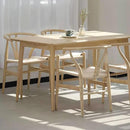 Wishbone Chair Natural Solid Wood Dining Chair/Hans Wegner Y Chair Rattan and Wood Accent Armrest Chairs - Ash Wood Chairs Set of 4 (Ash Wood + Natural Color) by CozyNest Decor