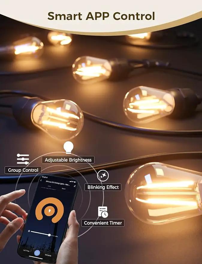 XMCOSY+ Outdoor String Lights, Smart Patio Lights 72.5Ft, APP WiFi Control, Compatible with Alexa, Waterproof Dimmable Edison Outdoor Lights for Patio Outside, photo 2 of 9