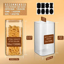 52oz Airtight Glass Square Storage Canister with Bamboo Lid Set of 3 (1550ml) Container Stackable Spice Jar, Kitchen Canister for Flour, Cookies, Cereal and Coffee beans (‎with Black Lable) by CozyNest Decor