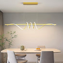 Modern Design Dimmable Desk Linear Pendant Light, with Remote Control Dimmable 3 Color Mode & Brightness Ceiling Lamp, Anti-Flicker Dining Light Fixture for Kitchen, Dining Room (Gold, 57IN) by CozyNest Decor